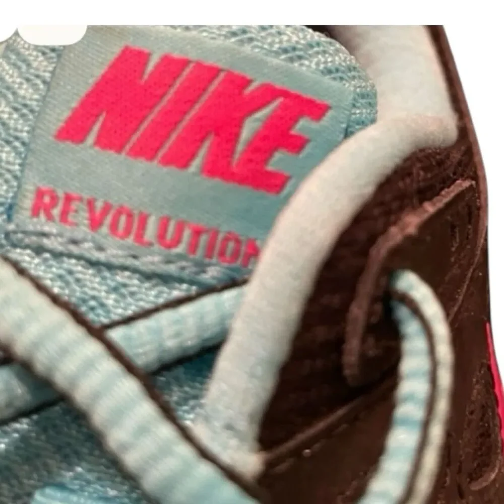 Nike Revolution Running Sneakers | Black Pink Aqua | Women’s Size 8